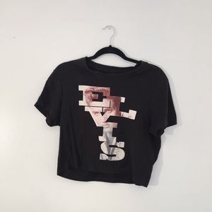 Black Elvis photo name crop top